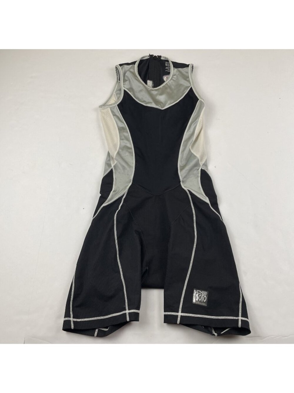 DSS De Soto Sport Triathlon Skinsuit Men’s M Black/Silver Light Padded Back Zip